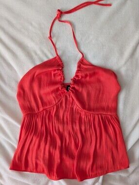 GAP Coral Halter Ruffle-Trim Camisole